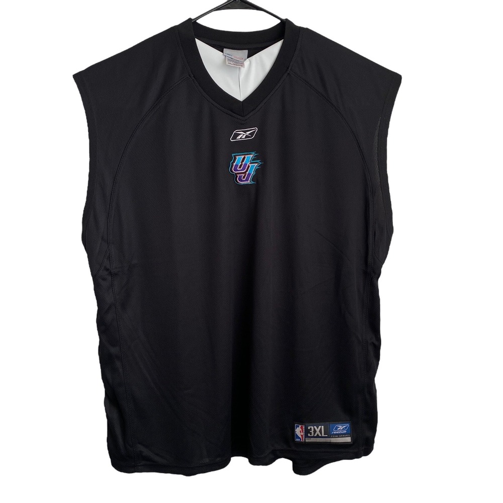 Reebok NBA Utah Jazz Sleeveless Shooting Shirt Men 3XL Black Excellent Mesh Logo